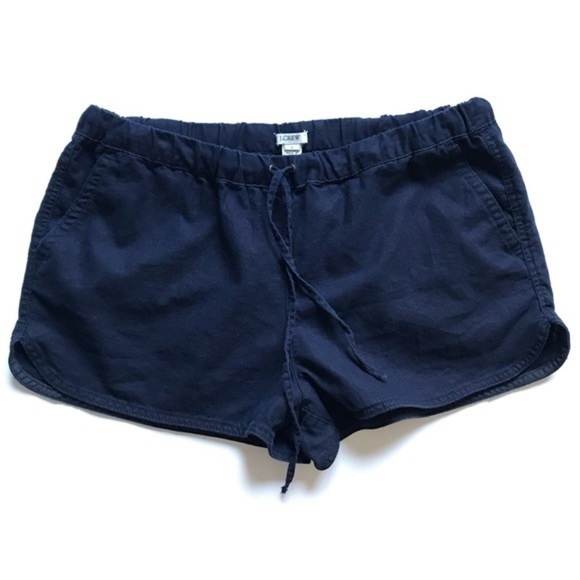 J. Crew Navy Blue Drawstring Linen Natural Material Shorts Large L - Picture 1 of 6